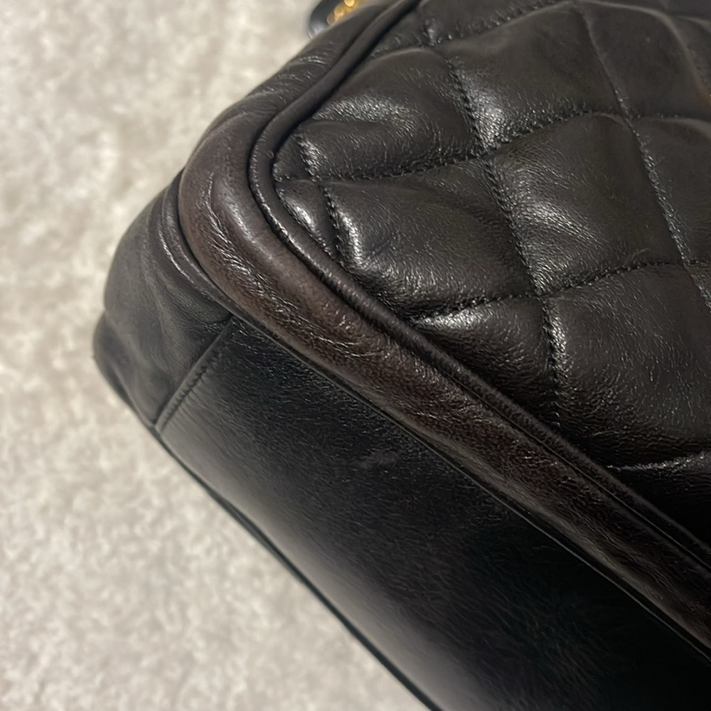 AUTHENTIC CHANEL shoulder bag dark brown leather - Picture 11 of 14